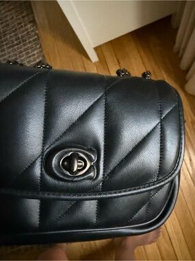 Coach Black Quilted Leather Crossbody with Chain Strap